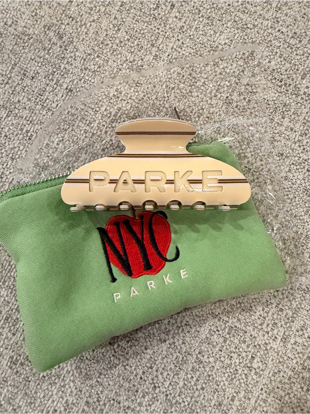NIB Parke NYC POP UP yellow striped claw clip in limited edition